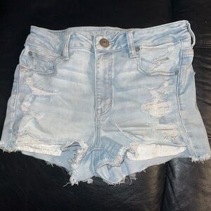 Light Blue American Eagle Distressed Denim Shorts